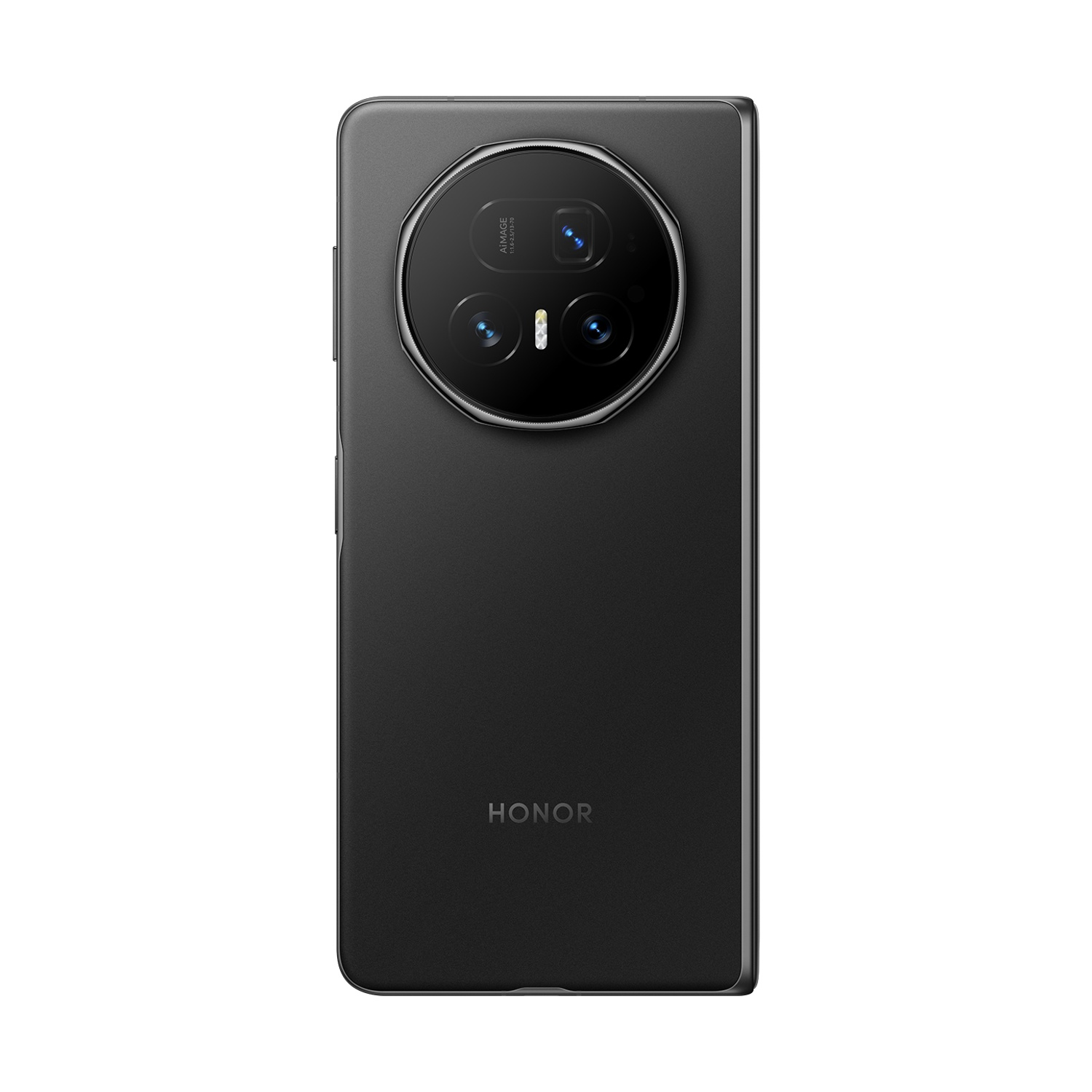 Smartphone Honor nero con modulo fotocamera circolare e logo 'HONOR'.
