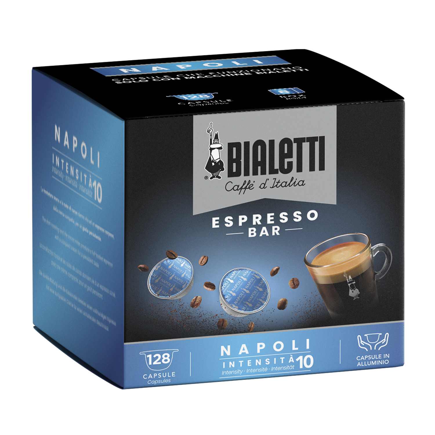 Capsule espresso Bialetti Napoli, 128 pezzi, capsule in alluminio.
