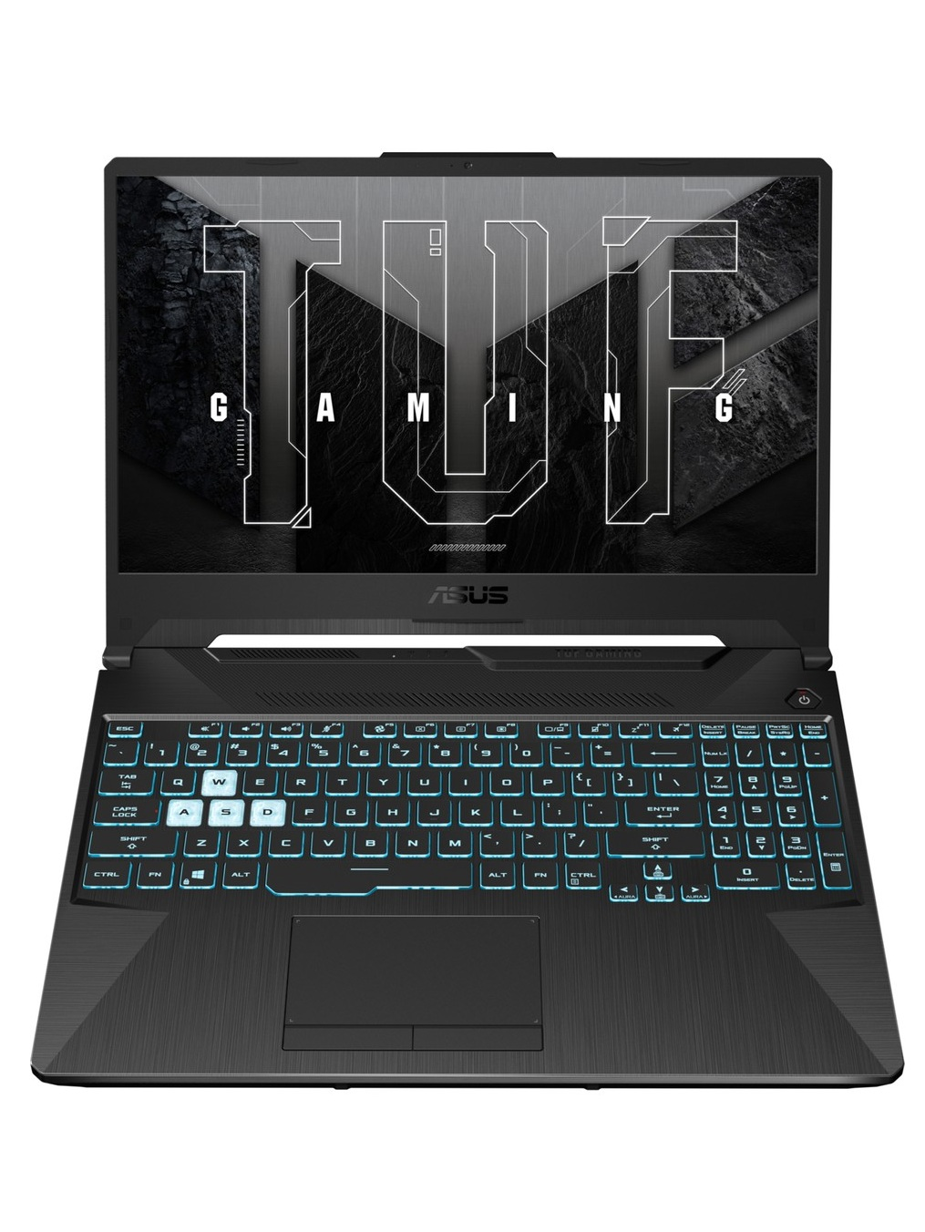 Arkadan aydınlatmalı klavyeli siyah Asus oyuncu dizüstü bilgisayarı.