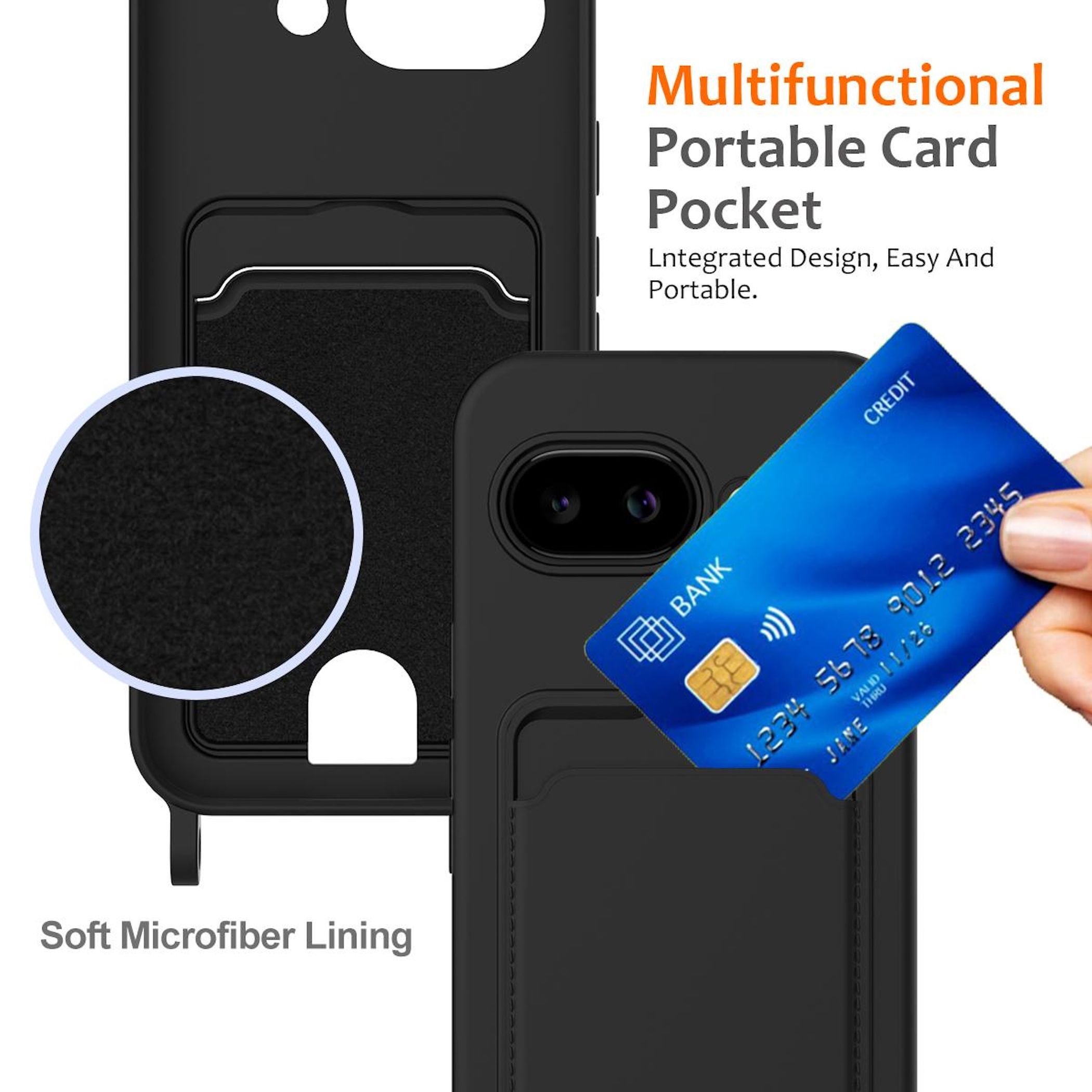 WIGENTO Silikon Hlle mit Kartenfach und Umhngeband, Backcover, Google,  Pixel 10a, Schwarz | SATURN