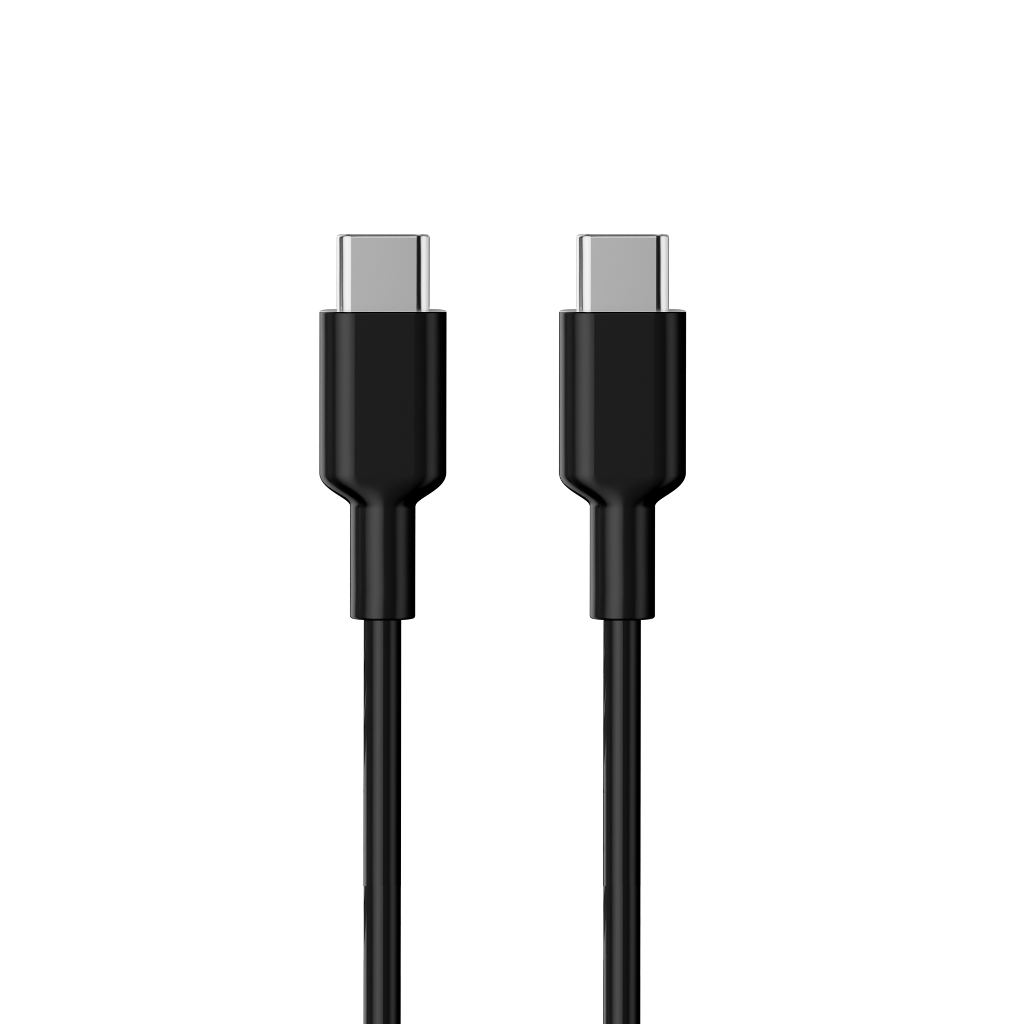 Two black USB-C cables with silver connectors on a white background.