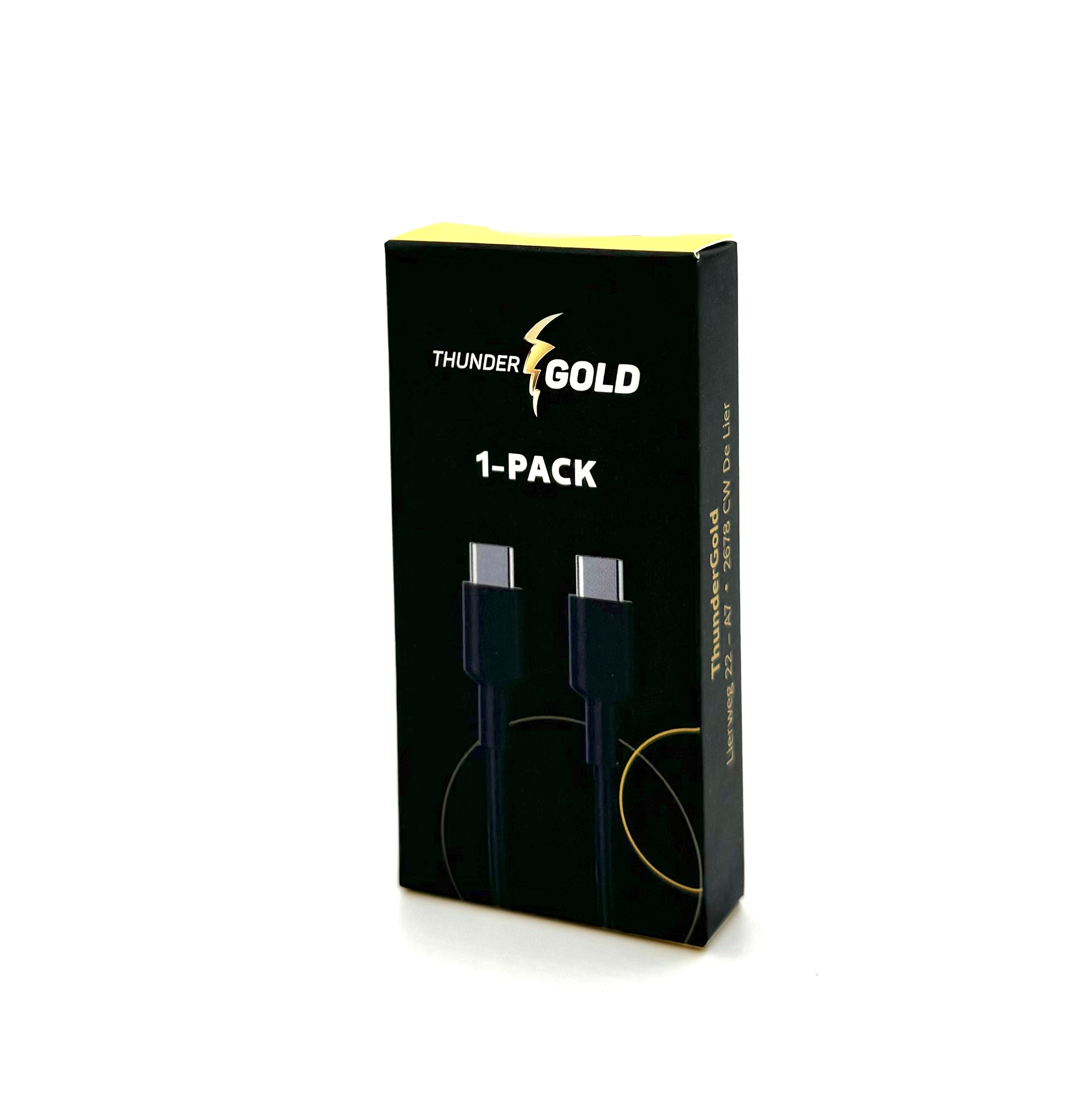 Black packaging featuring the ThunderGold logo and two USB-C cables.
