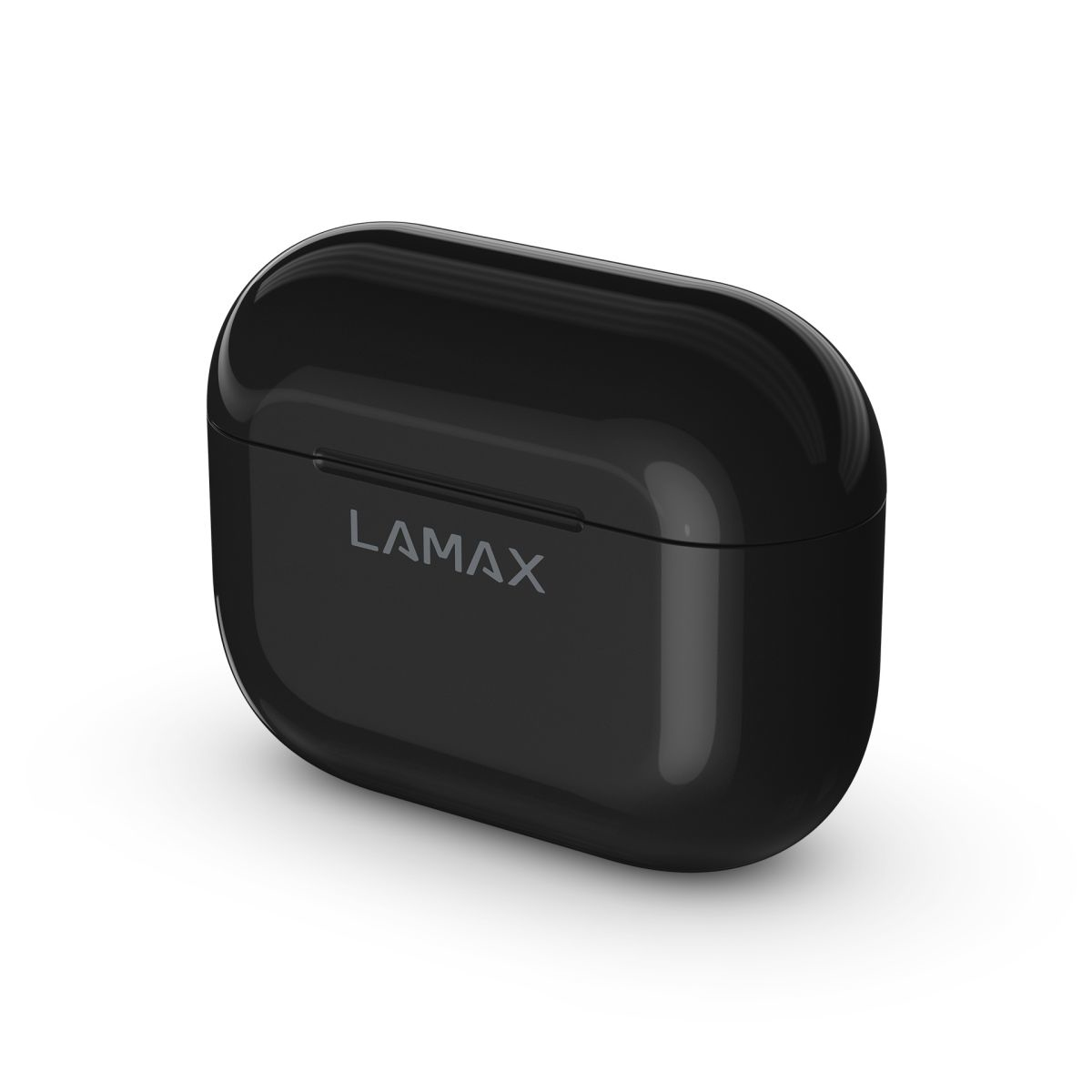 Ein schwarzes Ladecase mit dem LAMAX-Logo, auf weißem Hintergrund.