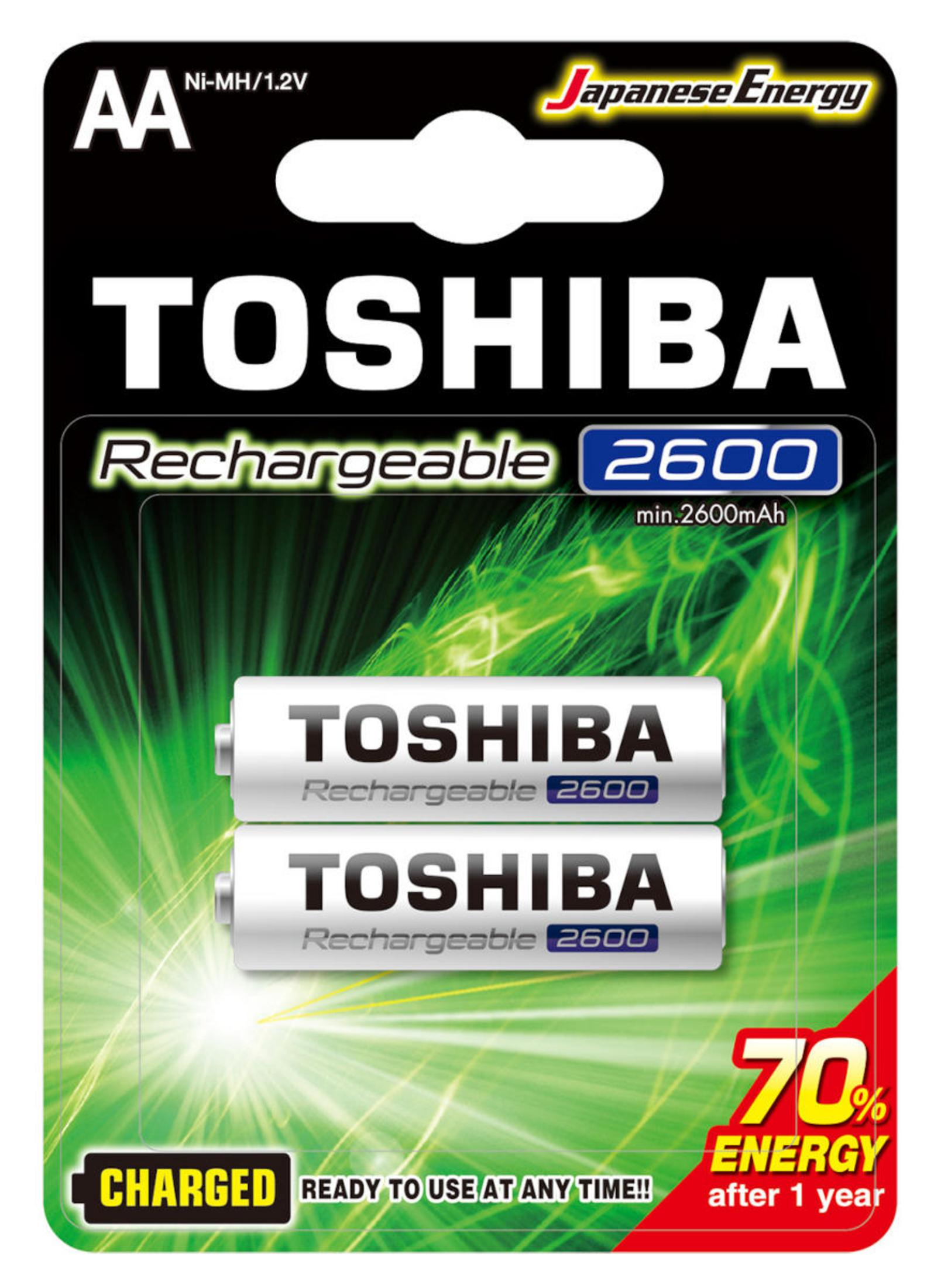 Baterie Toshiba AA, 2600mAh, naładowane i gotowe. 70% energii po roku.