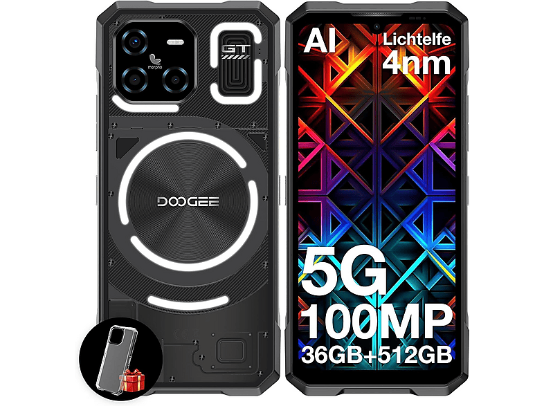 DOOGEE Blade GT Ultra 5G 36GB 100MP 120Hz  LED Licht 512 GB Schwarz Dual SIM
