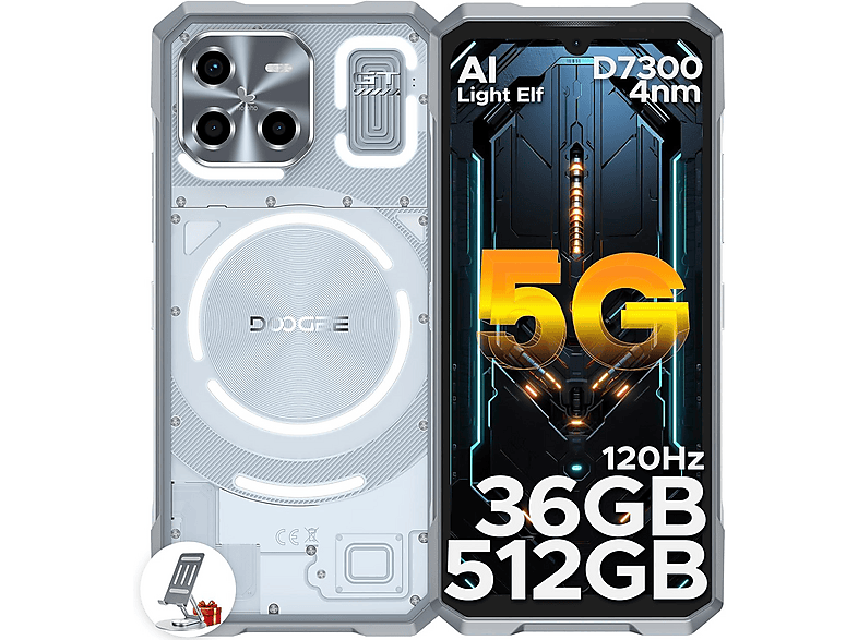 DOOGEE Blade GT Ultra 5G 36GB 100MP 120Hz  LED Licht 512 GB Silber Dual SIM