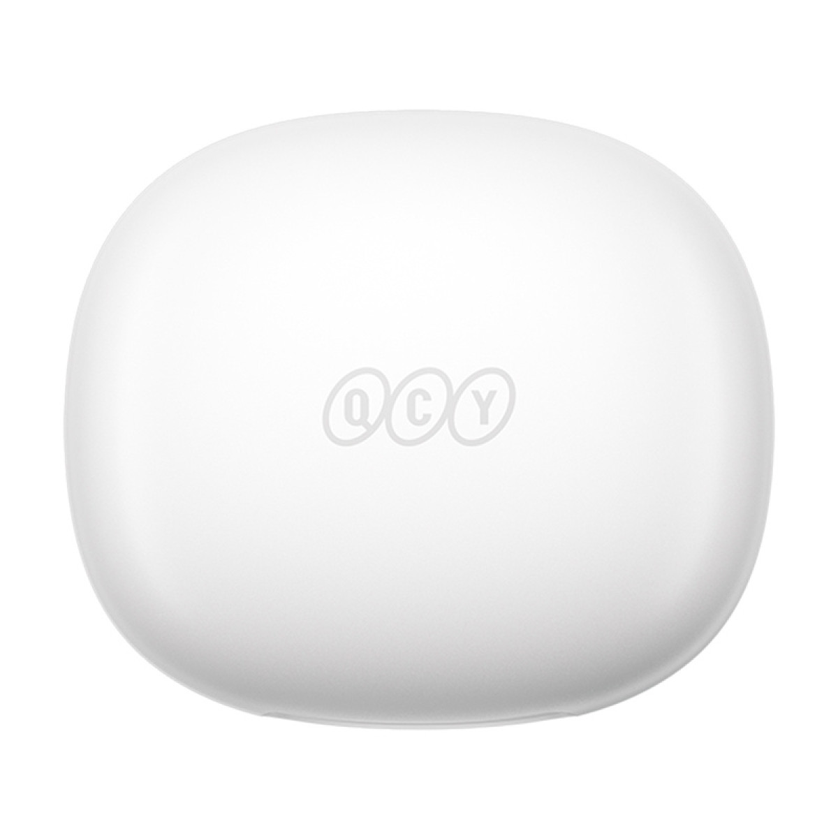 Weiße Ladebox mit QCY-Logo.