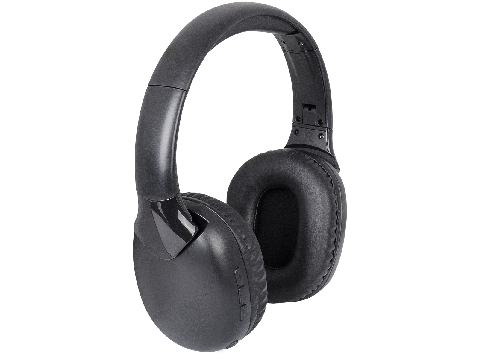 Schwarze Over-Ear-Kopfhörer mit gepolsterten Ohrmuscheln und verstellbarem Bügel.