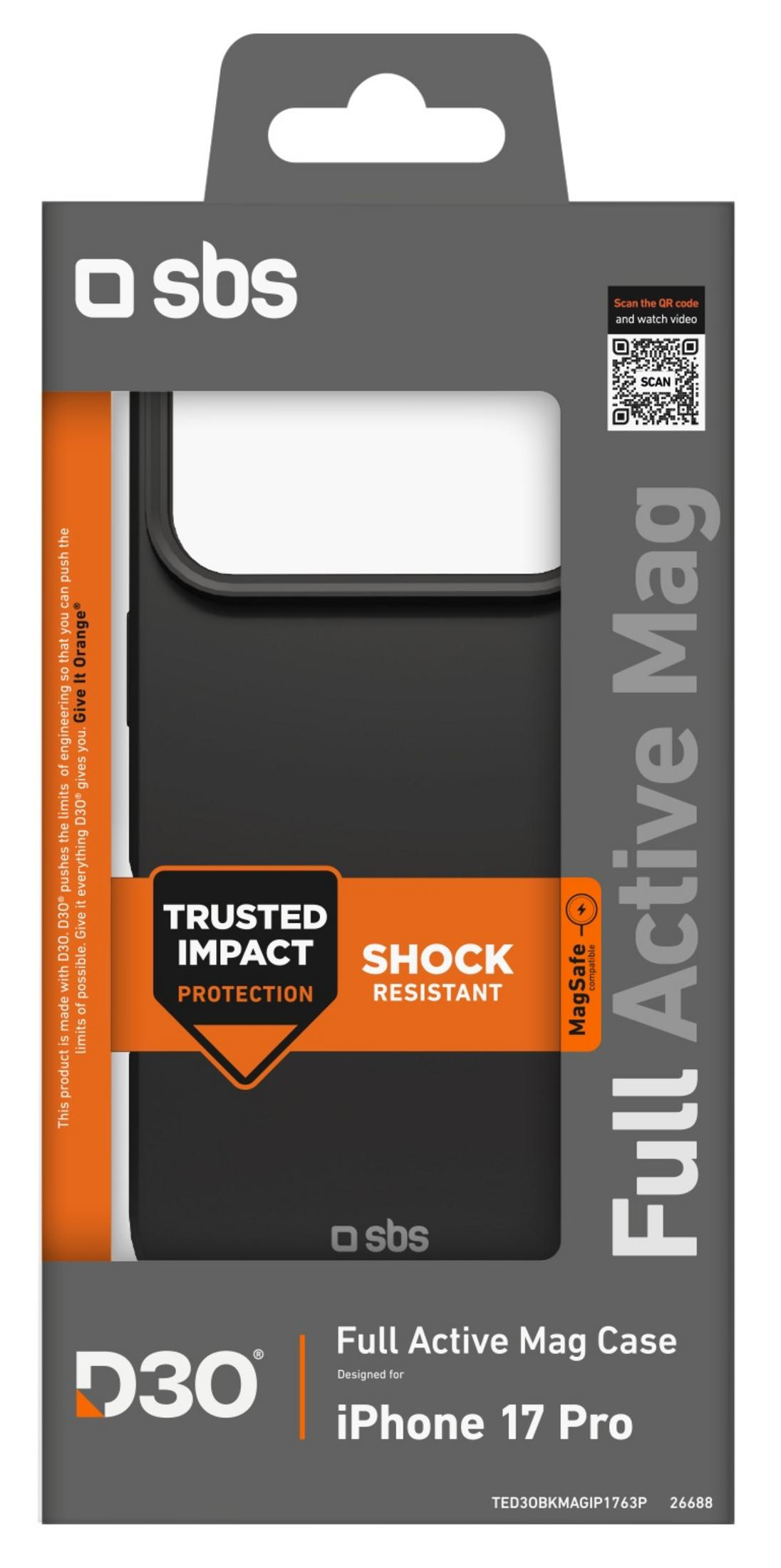 Etui SBS D30 Full Active Mag do iPhone 17 Pro, odporne na wstrząsy, kompatybilne z MagSafe.