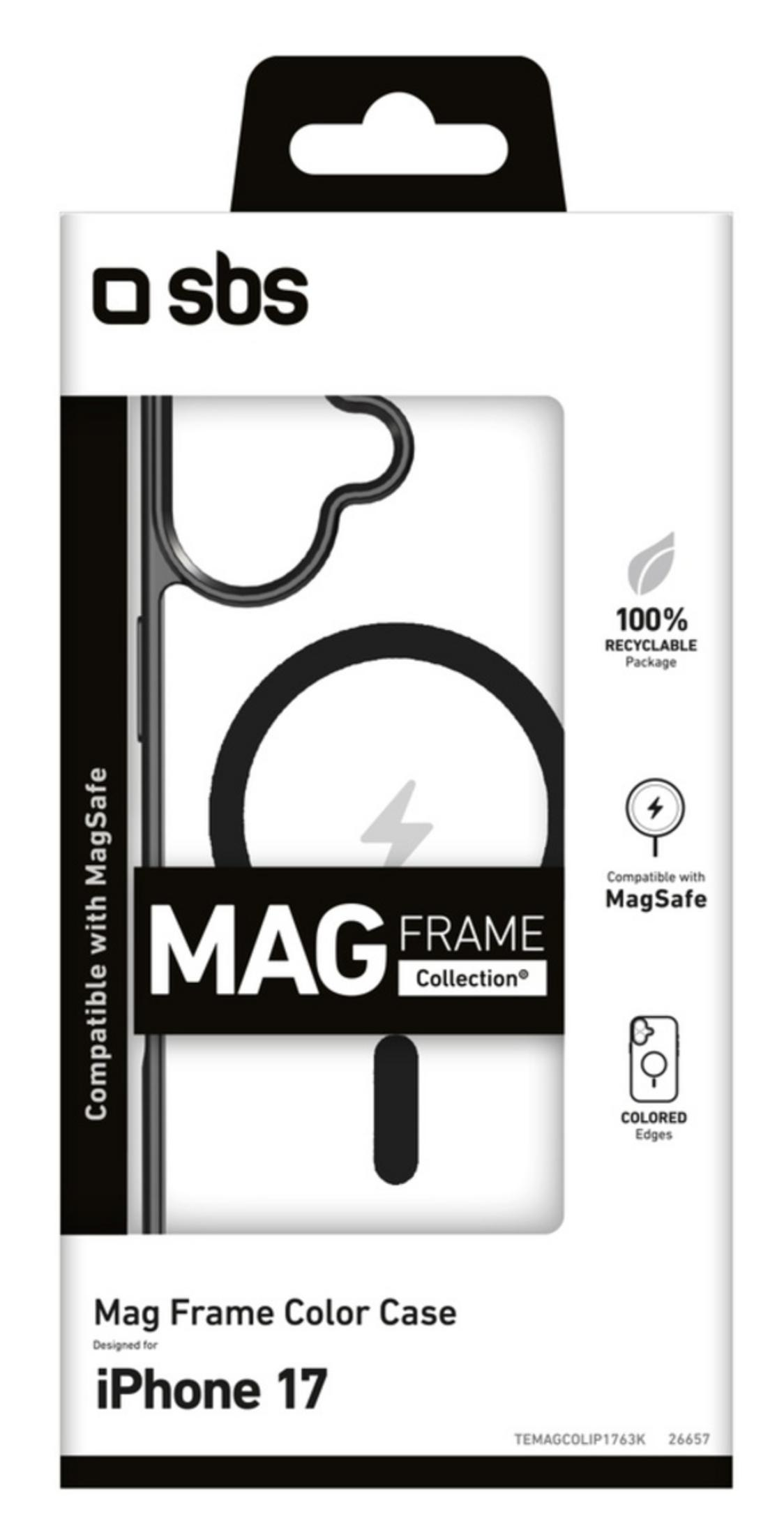 Etui SBS Mag Frame do iPhone 17 z kompatybilnością MagSafe i kolorowymi krawędziami.