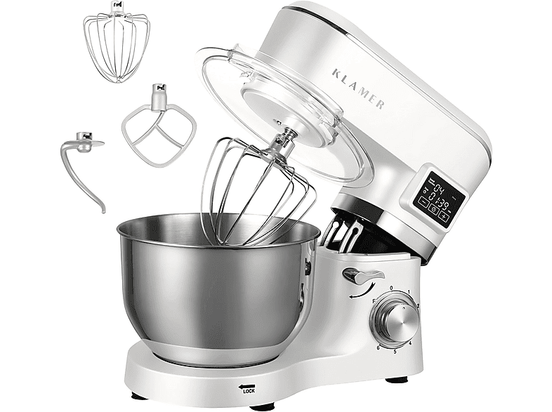 KLAMER Knetmaschine Küchenmaschine Creme (Rührschüsselkapazität: 5,5 l, 1400 Watt)
