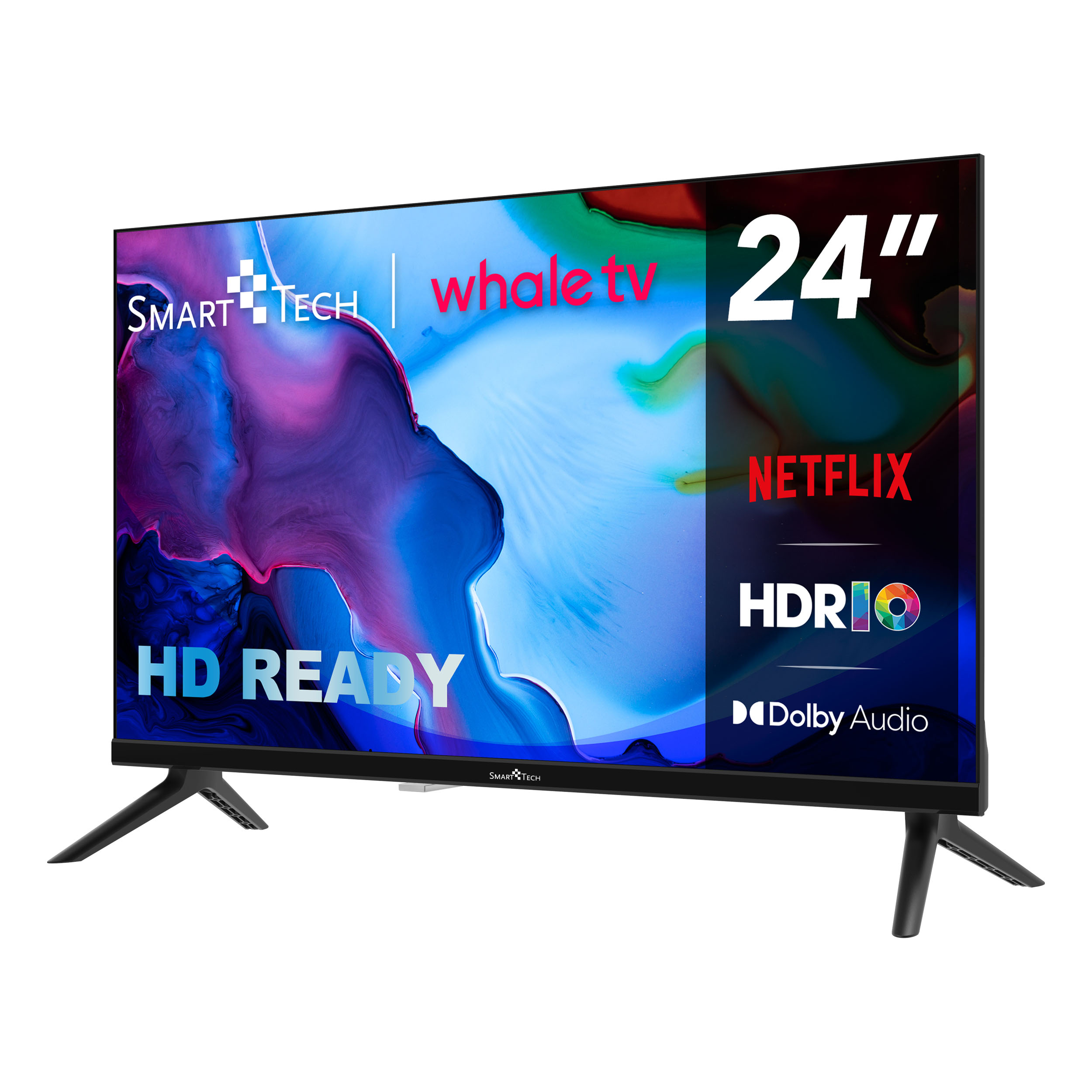 Un Smart TV de 24 pulgadas con HD Ready, Netflix y Dolby Audio.