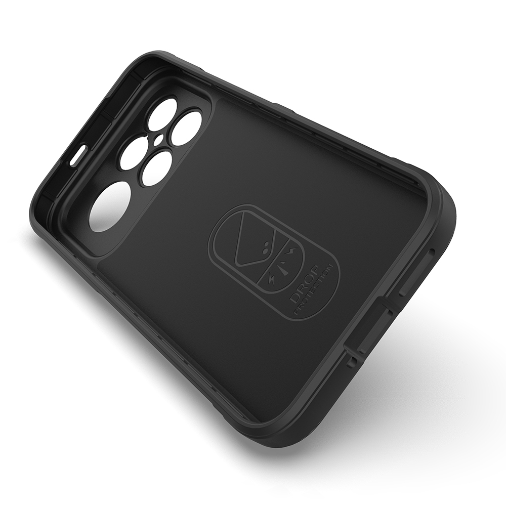 Kamera ve logo için kesikli siyah telefon kılıfı.