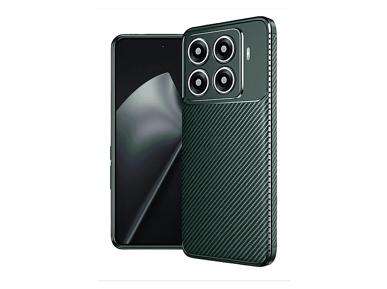 GPACK Xiaomi 15T Pro Uyumlu Negro Karbon Görünümlü Silikon Telefon Kılıfı Koyu Yeşil