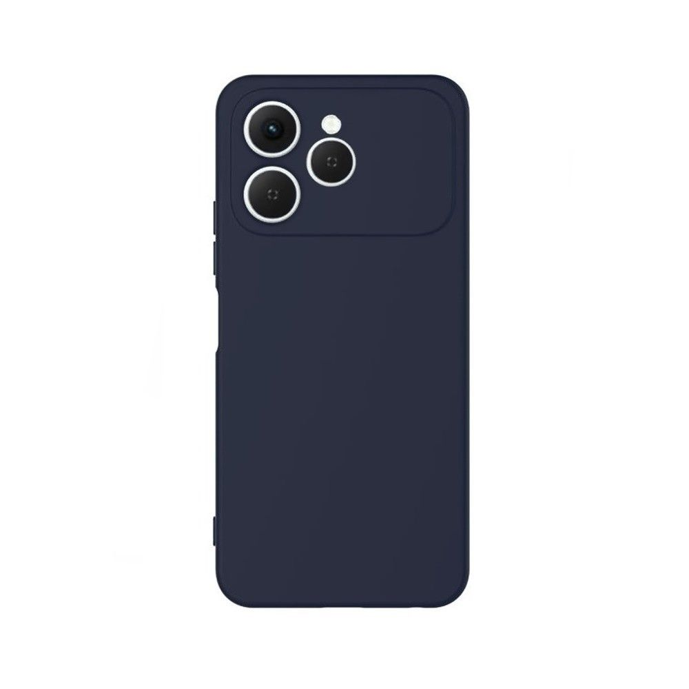 Sol üstte üç kamera lensi ve flaşı olan lacivert telefon kılıfı.