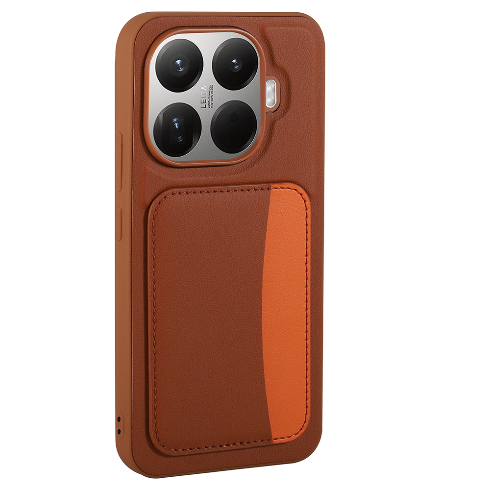 GPACK Xiaomi 15T Pro Uyumlu Kartlıklı X-Kart Silikon Telefon Kılıfı Kahverengi