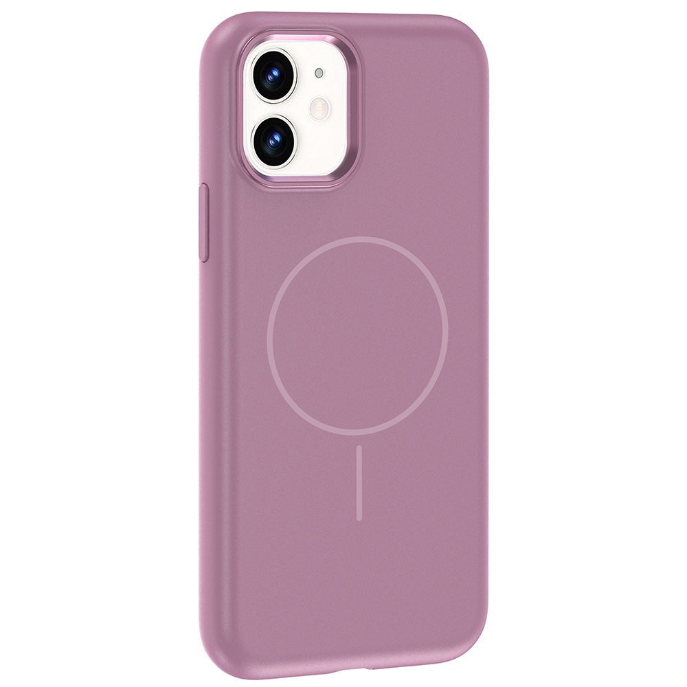 Arkada iki kameralı ve manyetik halkalı mor telefon kılıfı.