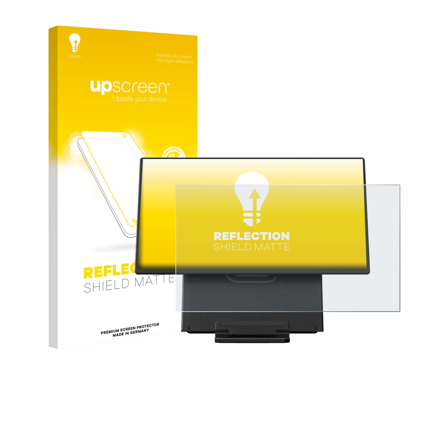 Ein Bildschirm-Schutz und Verpackung für Upscreen.