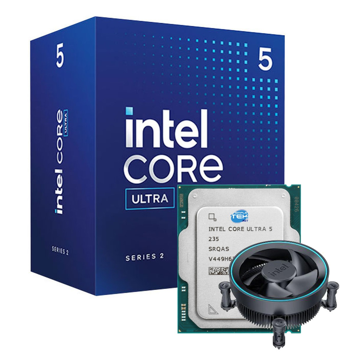 Procesor Intel Core Ultra 5 z chłodzeniem i pudełkiem.