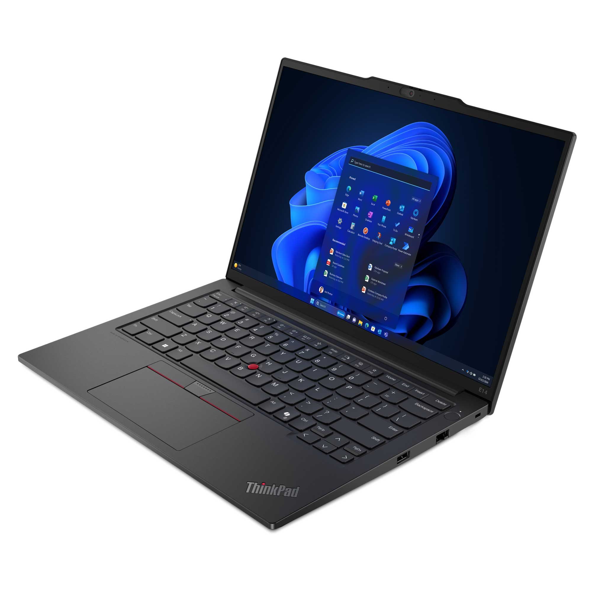Windows uygulamaları gösteren klavyeli ve aydınlık ekranlı koyu renkli bir dizüstü bilgisayar.