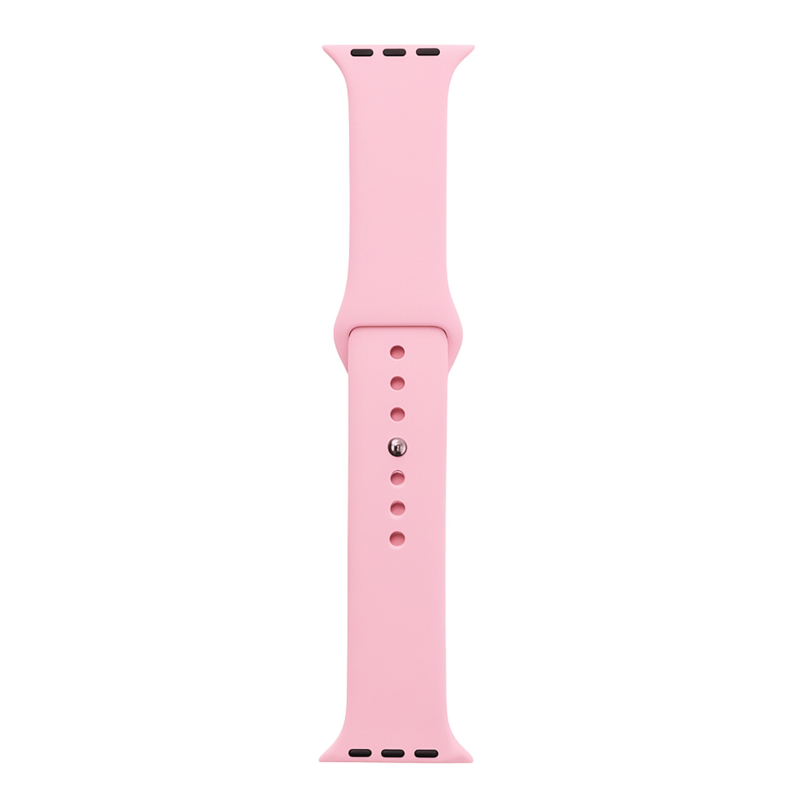 Ein hellrosa Apple Watch Armband mit Schlitzen an beiden Enden.