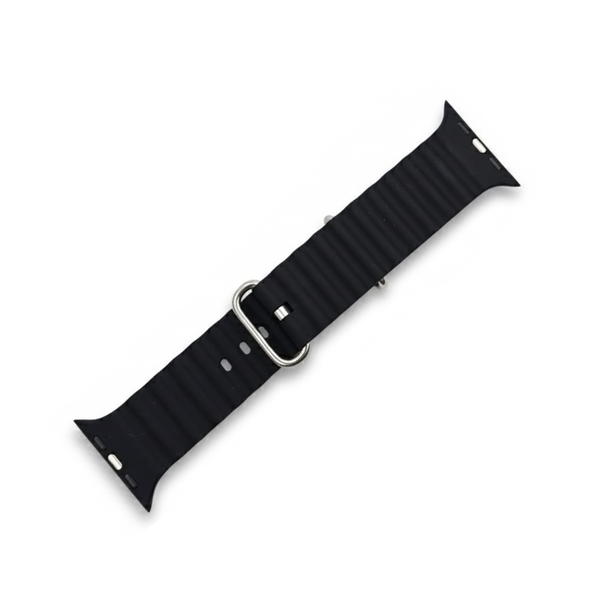 Schwarzes Armband mit Rillenmuster und Metallschnalle