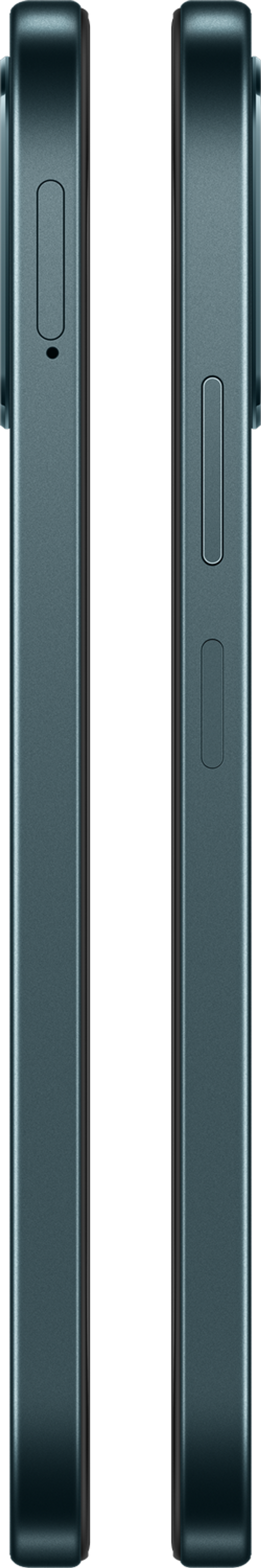 Vista laterale di due smartphone blu scuro con pulsanti.