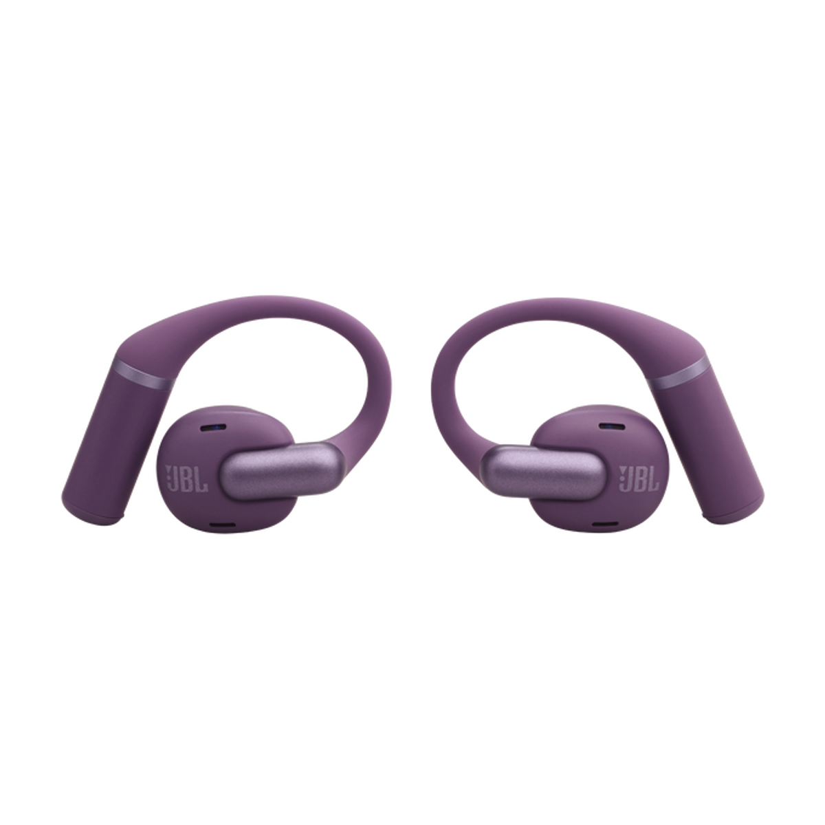 Auricolari JBL viola con ganci per una vestibilità sicura.
