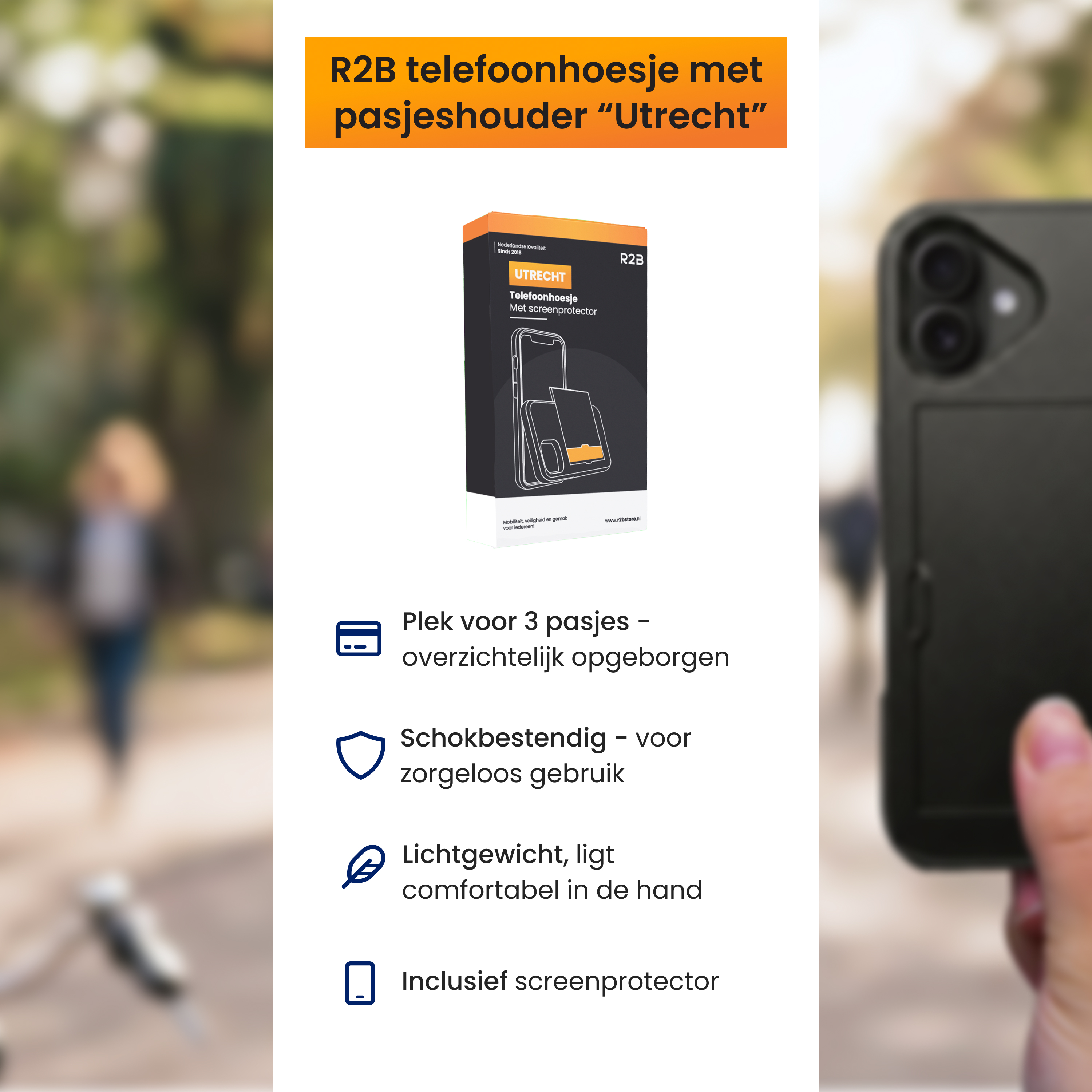 R2B telefoonhoesje met pasjeshouder "Utrecht".