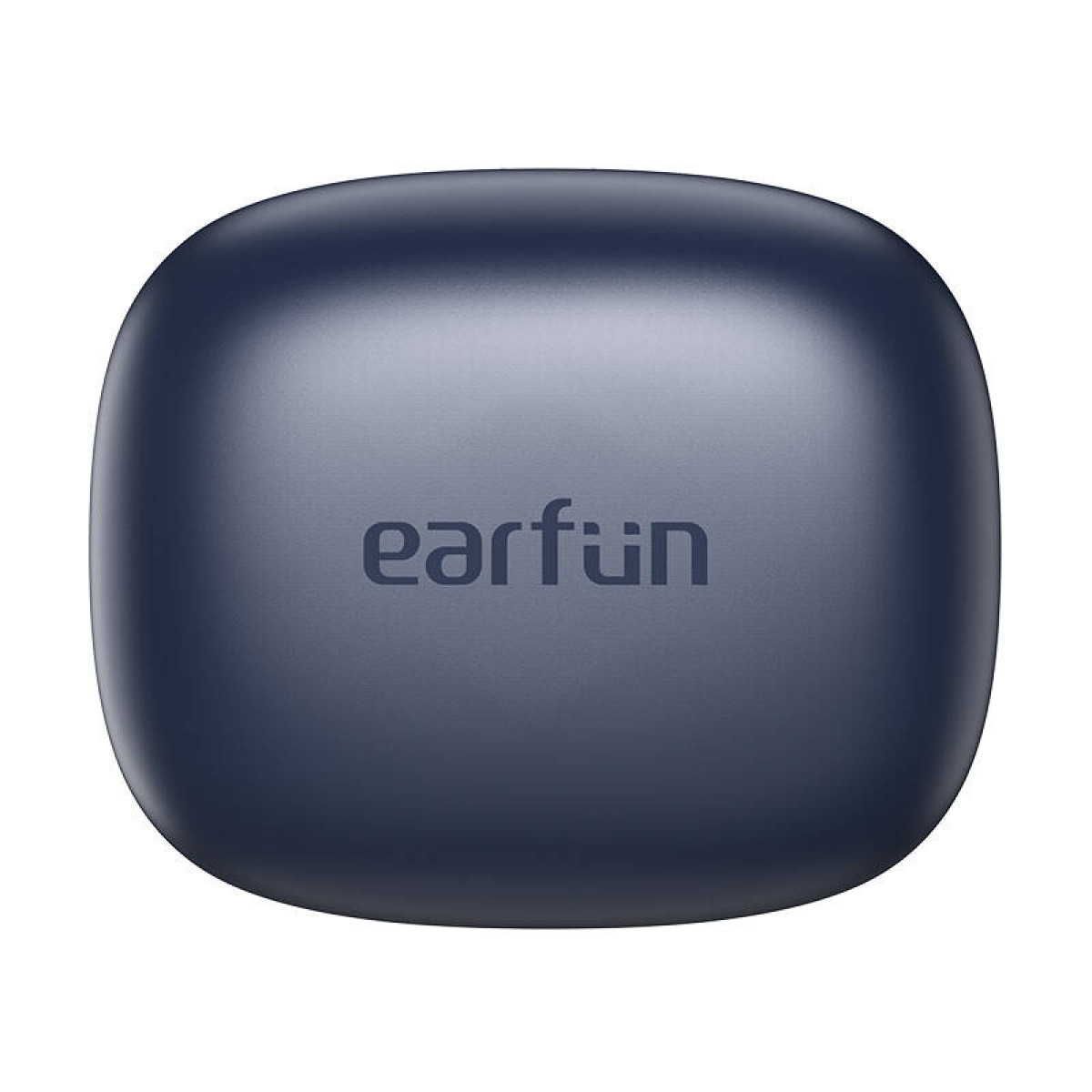 Custodia di ricarica blu scuro per auricolari con logo "earfun".