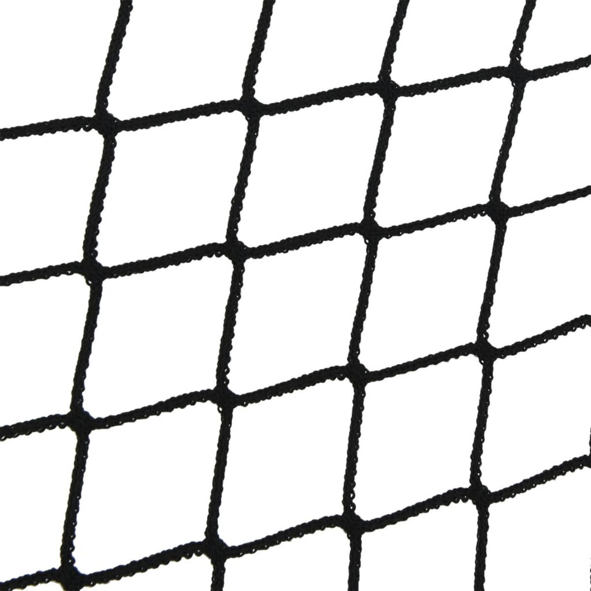 Ein schwarzes Netz mit rautenförmigen Maschen, das sich diagonal erstreckt.