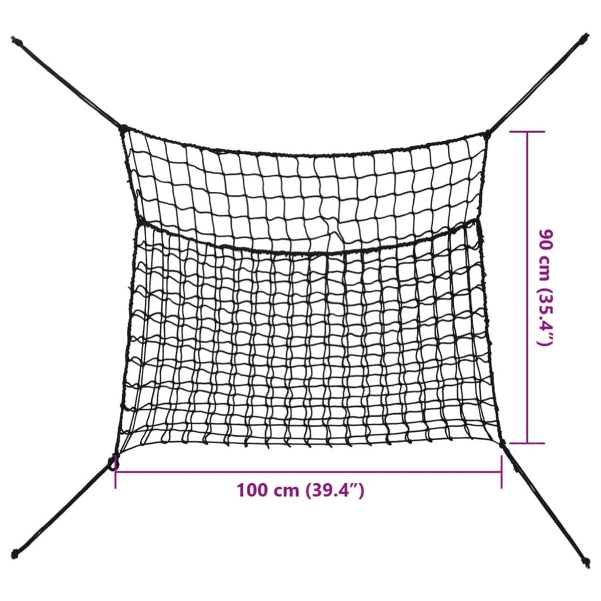 Una rete di sicurezza nera di 100cm x 90cm.