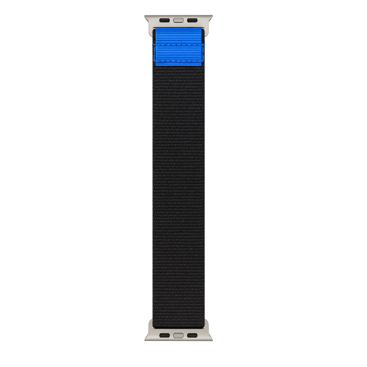 Schwarzes Gewebeband mit blauen Akzenten für eine Smartwatch.