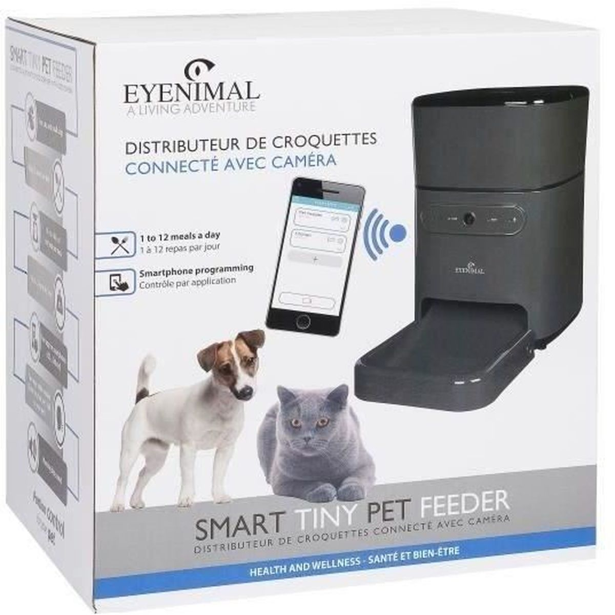 Un alimentatore intelligente per animali domestici con fotocamera.