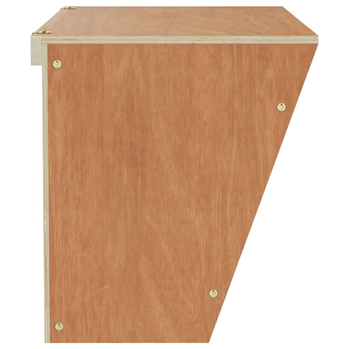 Scatola di legno con lato inclinato e viti.