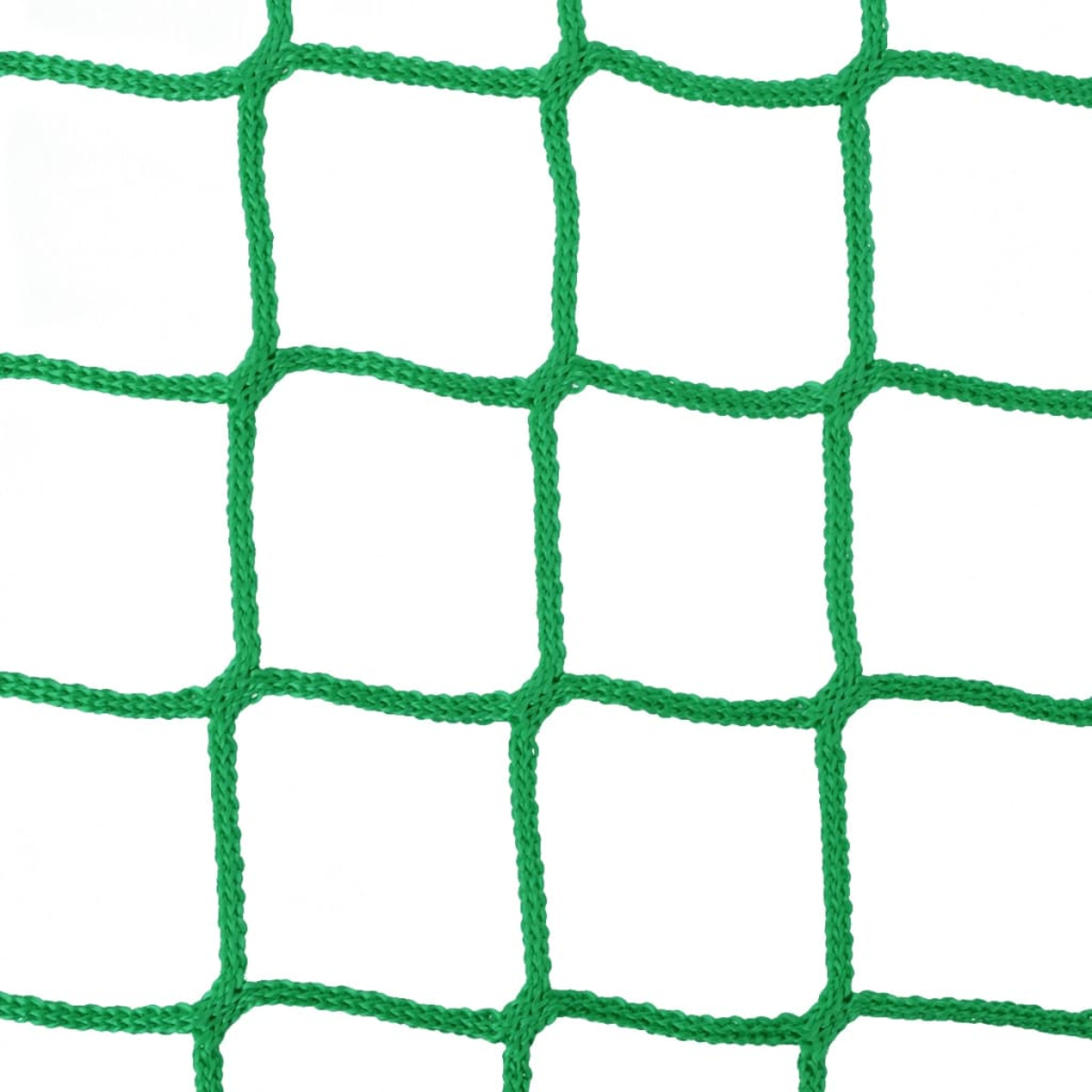Rete verde con aperture quadrate su sfondo bianco.