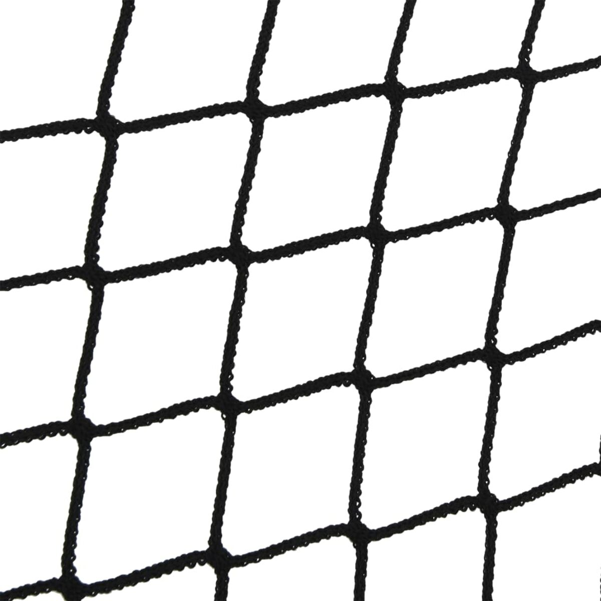 Rete nera con motivo a maglie quadrate, su sfondo bianco.