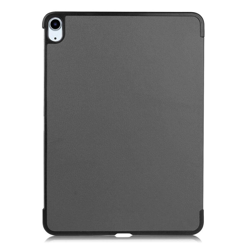 Custodia grigia per tablet con cornice nera e ritaglio fotocamera.