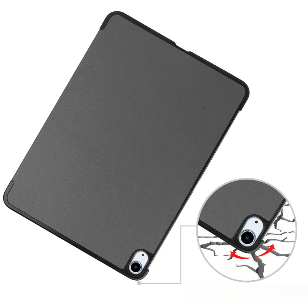 Custodia grigia per tablet con bordo nero, dettaglio mostra assorbimento urti.