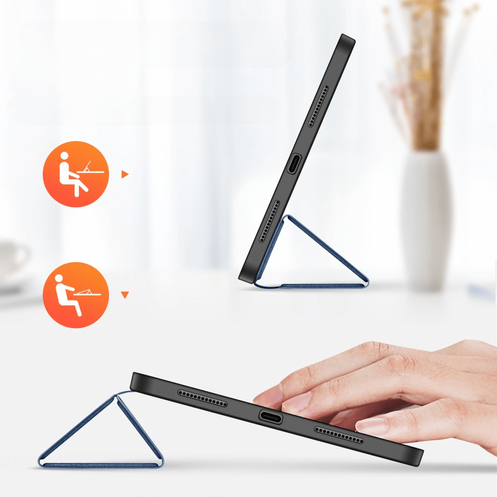 Étui pour tablette avec fonction support en deux positions.