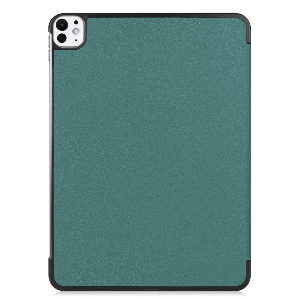 Coque de tablette verte avec découpe caméra en haut à gauche.