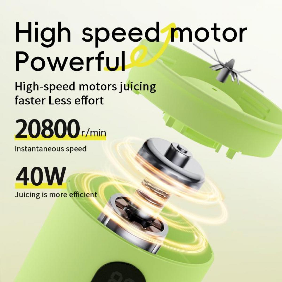 Grüner Mixermotor, 20800 U/min, 40W. Hohe Geschwindigkeit, kraftvolles Entsaften.