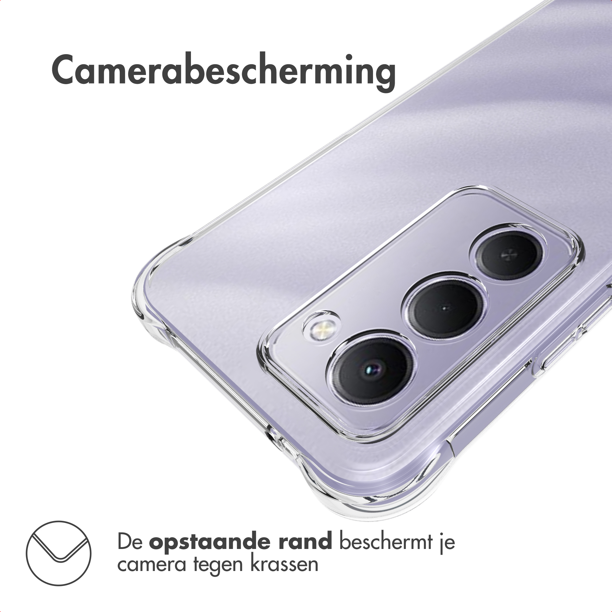 Coque de téléphone transparente mettant en avant la protection de l'appareil photo.