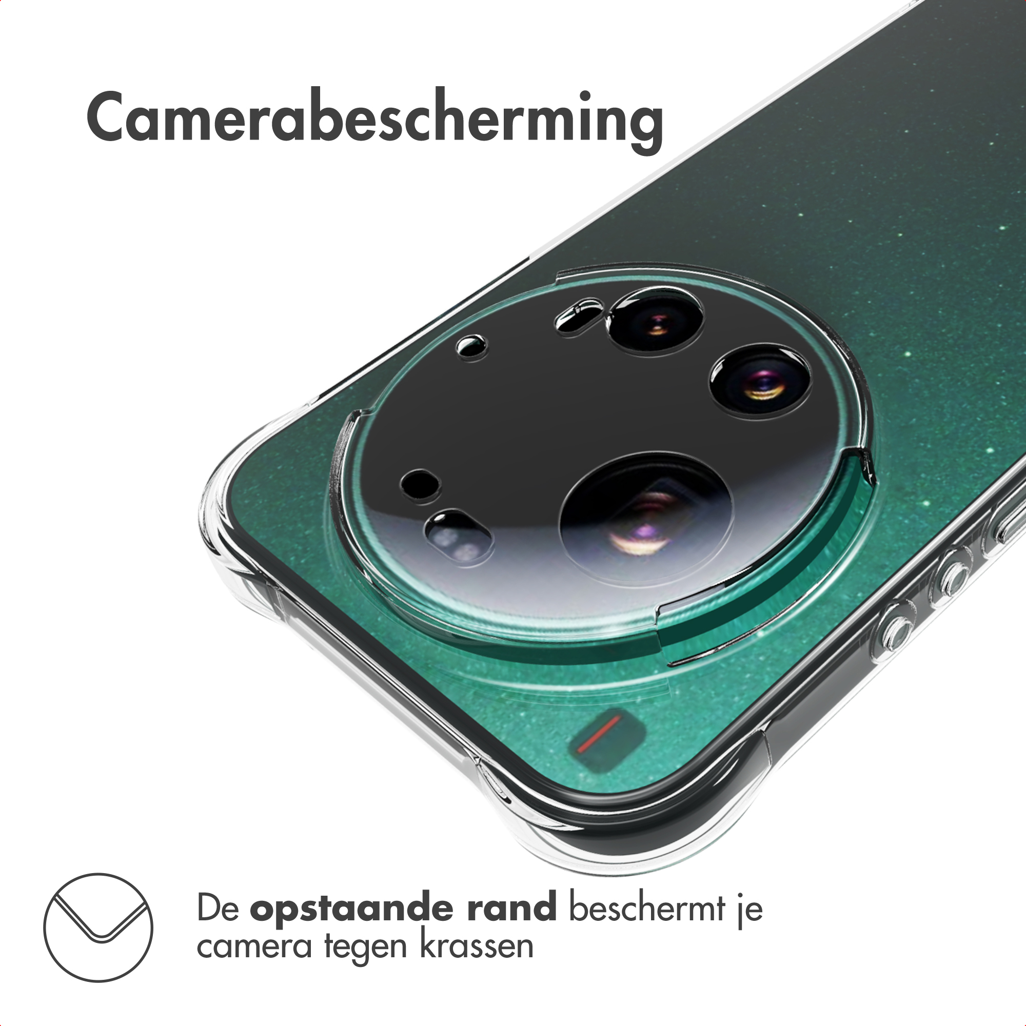 Ein durchsichtiger Handyhülle mit Sternenmuster schützt die Kameralinse.