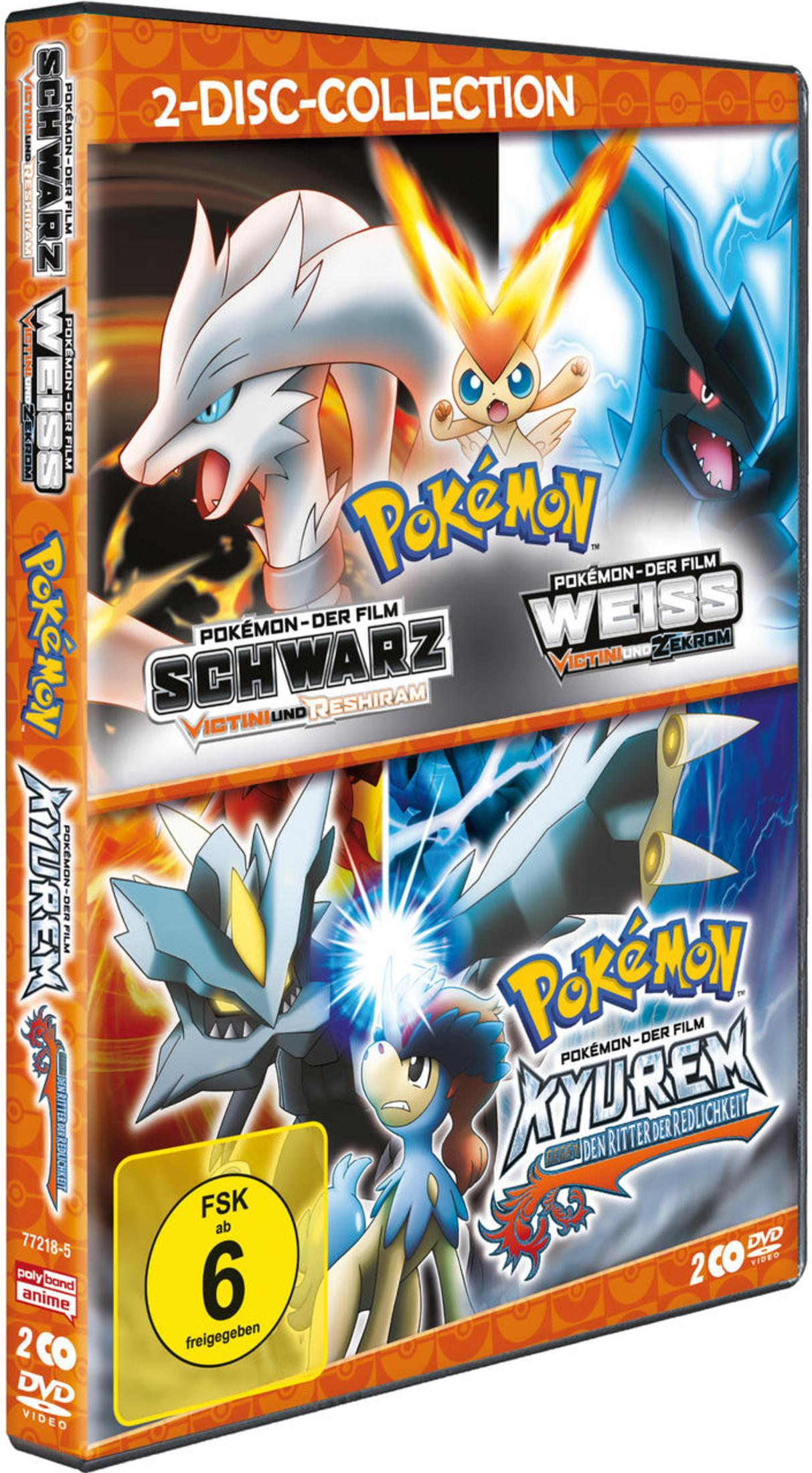 DVD-Cover: Pokémon Schwarz und Weiß & Kyurem. Mit Pokémon-Figuren und Titeln.