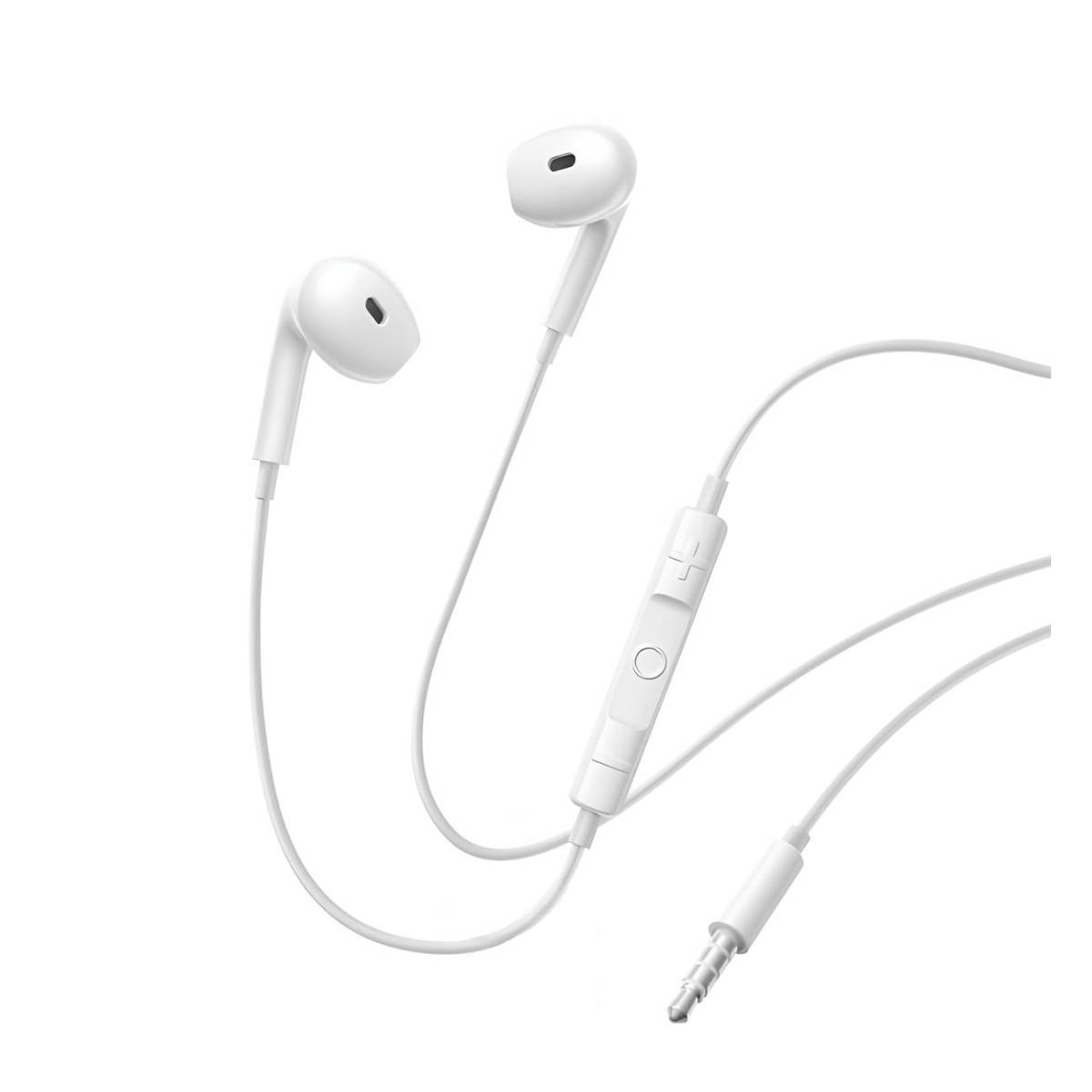 Auricolari bianchi in-ear con cavo, telecomando e jack da 3,5 mm.