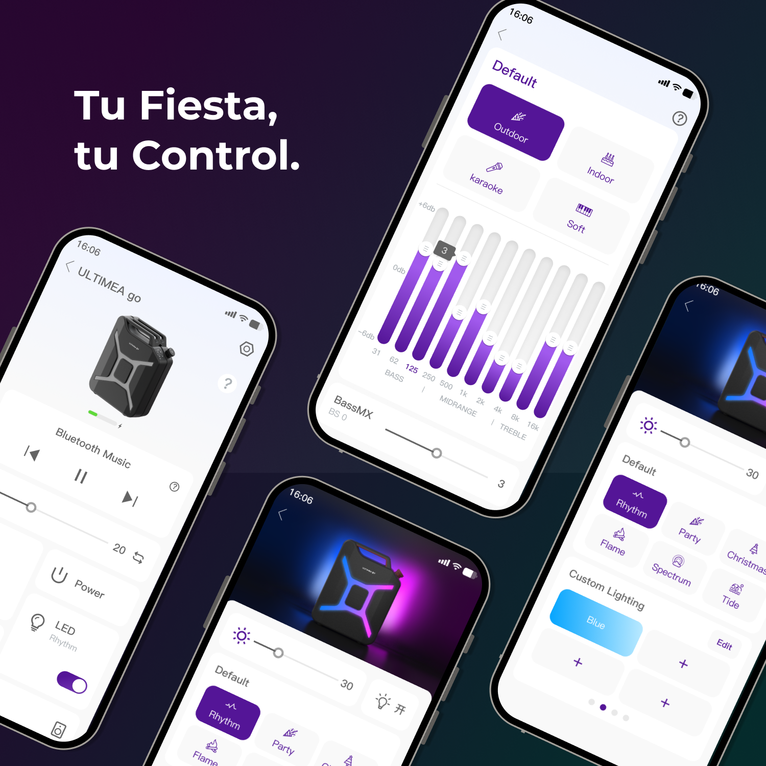 Apps de teléfono controlan altavoz con ajustes de luz y sonido.