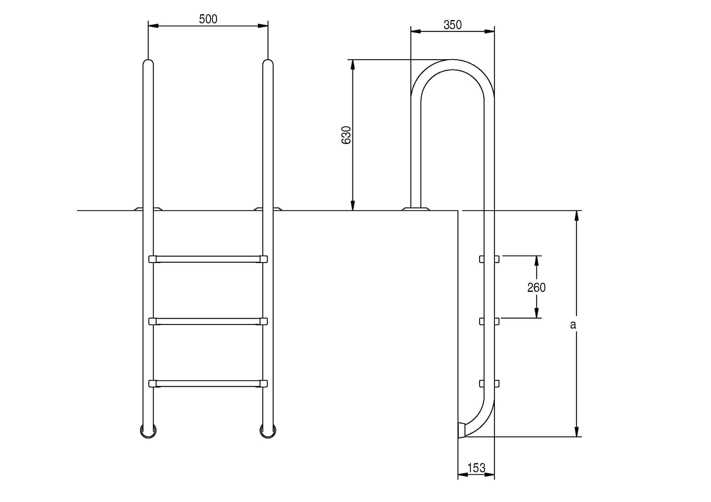 Dibujo técnico de dos tipos de escalera con dimensiones.