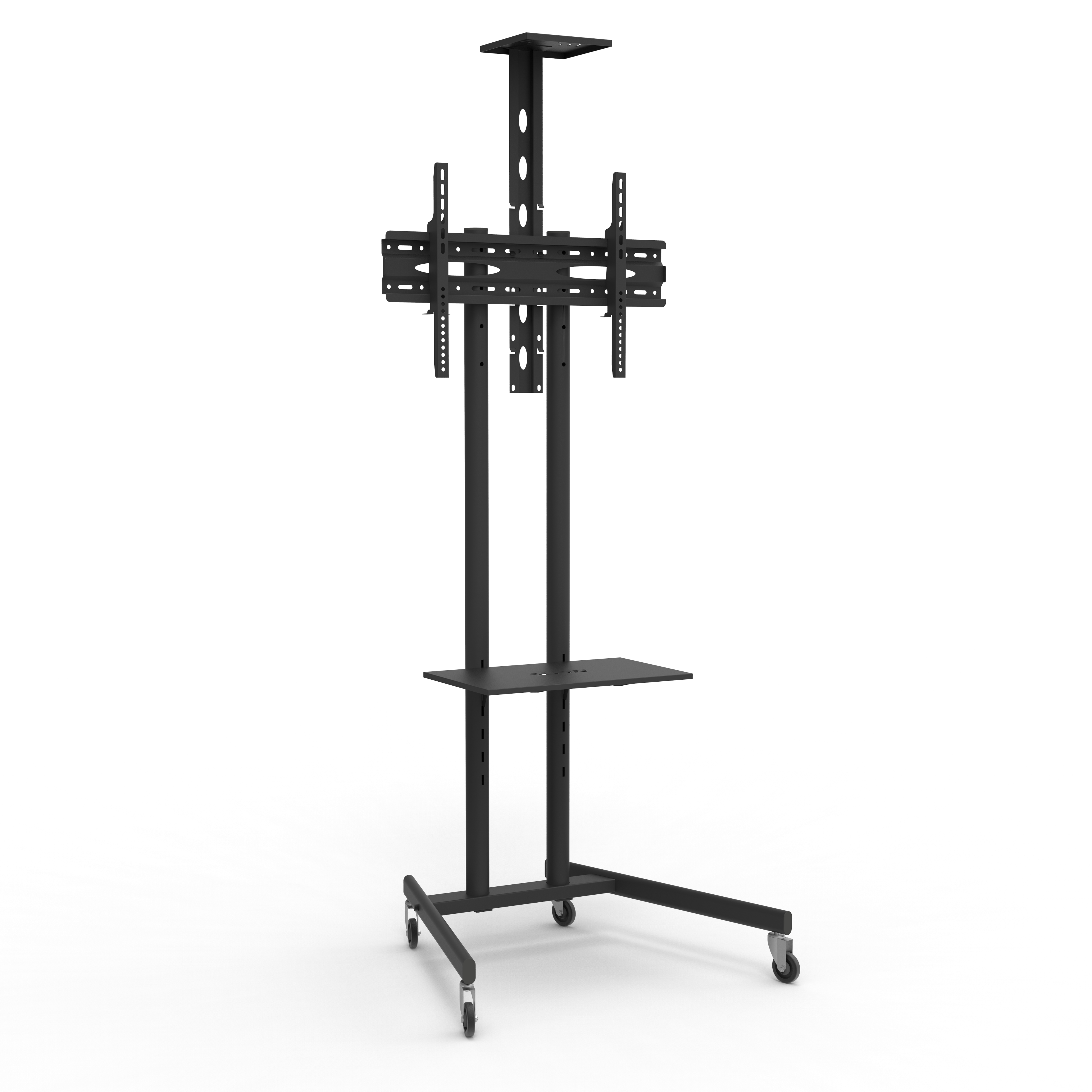 ALPIN TV Fuar Standı Video Kamera Askı Aparatlı Metal Ayaklı Tekerlekli Siyah