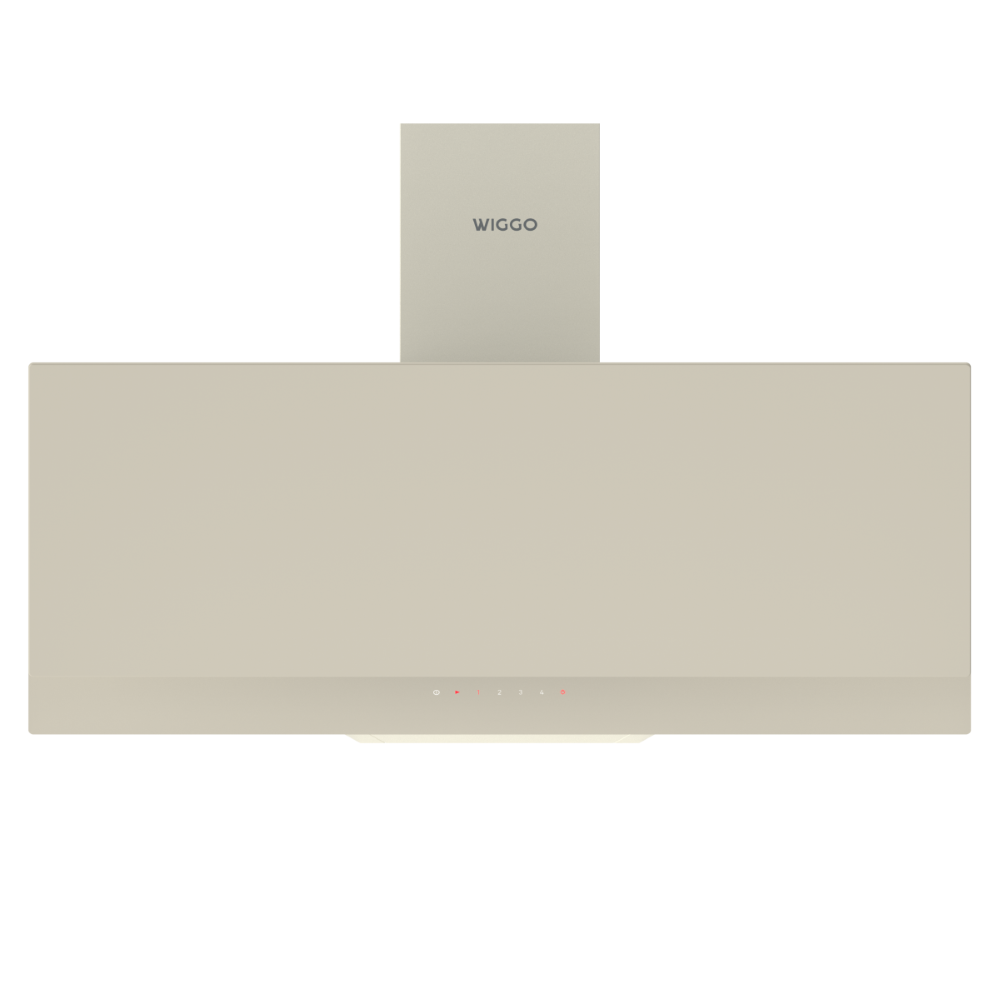Une hotte de cuisine beige avec le logo WIGGO en haut.
